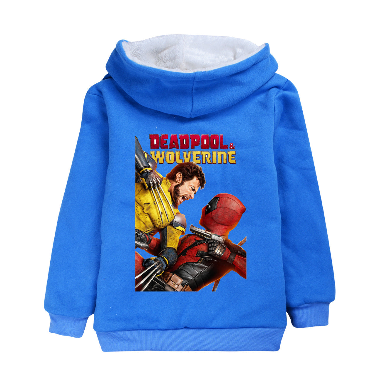 Deadpool and Wolverine Sherpa Lined Hoodie Fleece Sweatshirt Full Zip Hooded Jacket for Kids