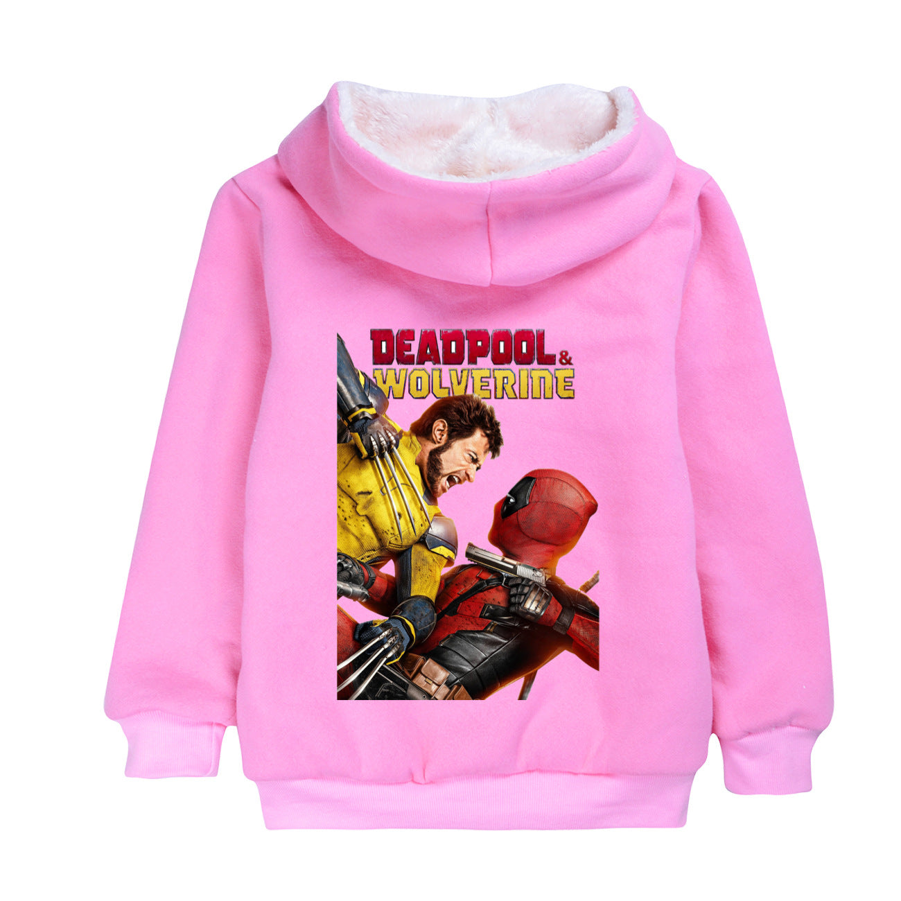 Deadpool and Wolverine Sherpa Lined Hoodie Fleece Sweatshirt Full Zip Hooded Jacket for Kids