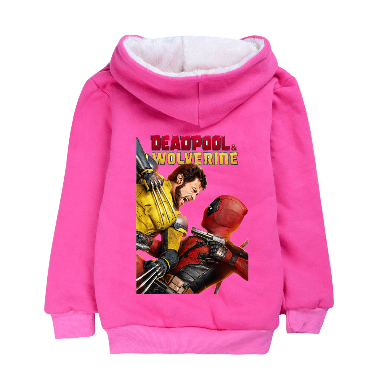 Deadpool and Wolverine Sherpa Lined Hoodie Fleece Sweatshirt Full Zip Hooded Jacket for Kids