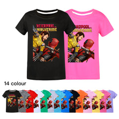 Deadpool and Wolverine Casual Sweatshirt Spring Autumn Short Sleeve T-Shirts for Kids