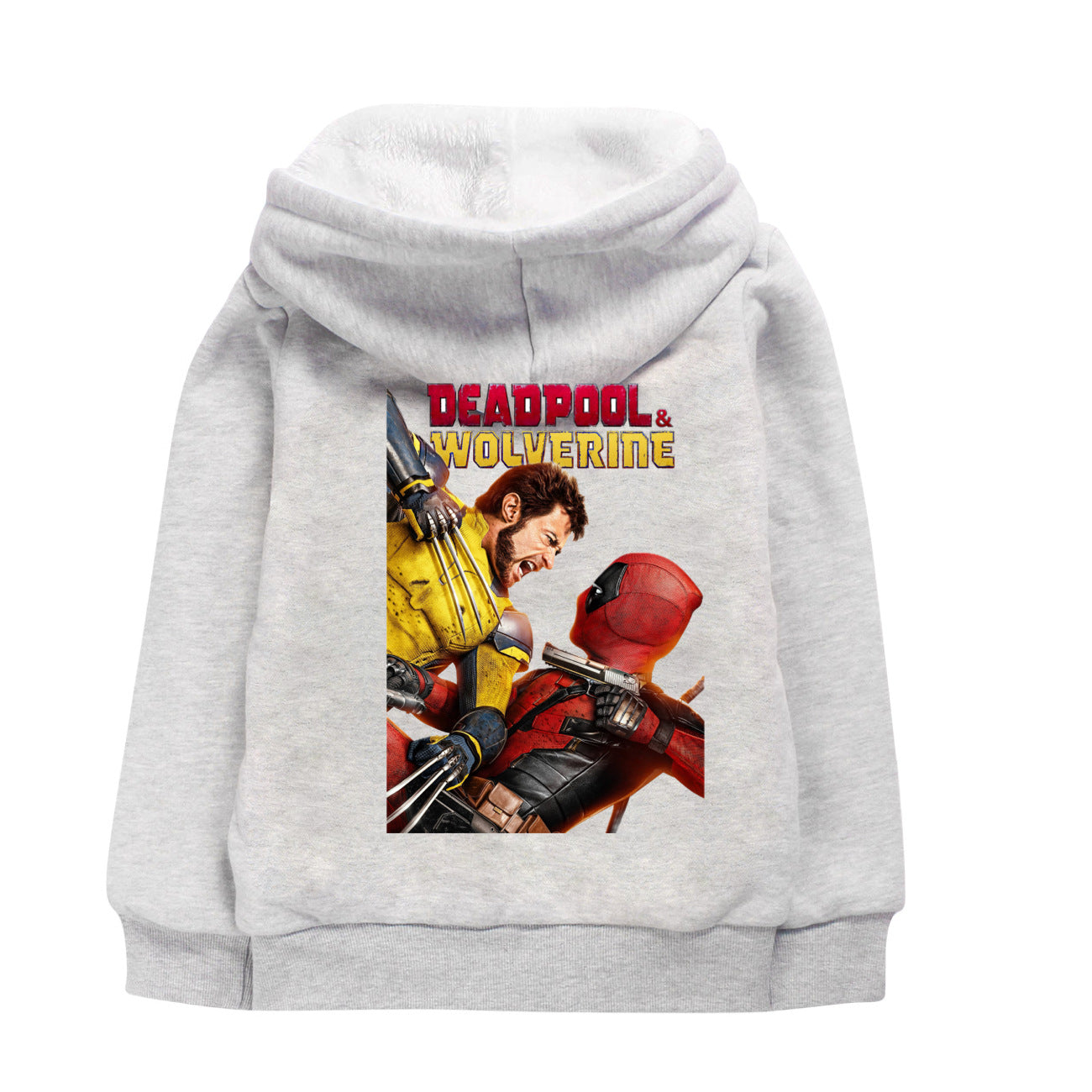 Deadpool and Wolverine Sherpa Lined Hoodie Fleece Sweatshirt Full Zip Hooded Jacket for Kids