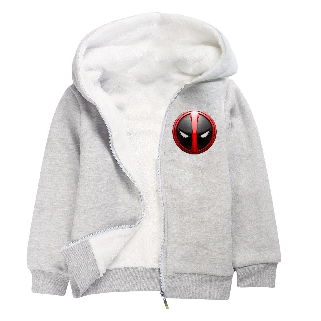 Deadpool and Wolverine Sherpa Lined Hoodie Fleece Sweatshirt Full Zip Hooded Jacket for Kids