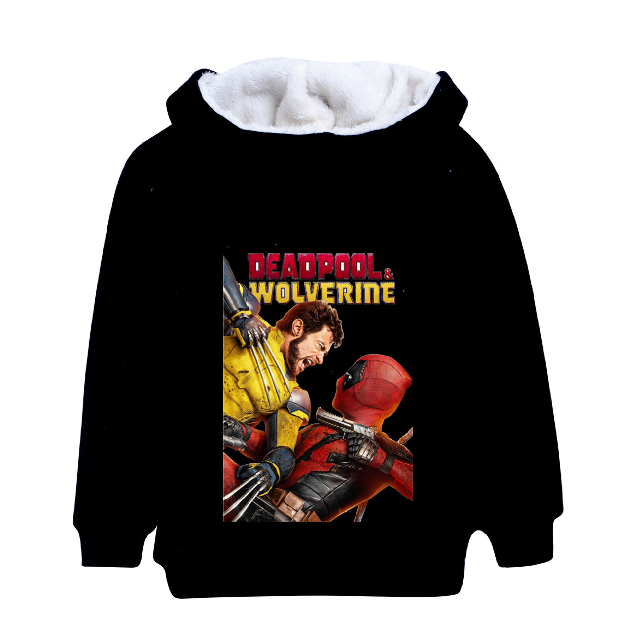 Deadpool and Wolverine Sherpa Lined Hoodie Fleece Sweatshirt Full Zip Hooded Jacket for Kids