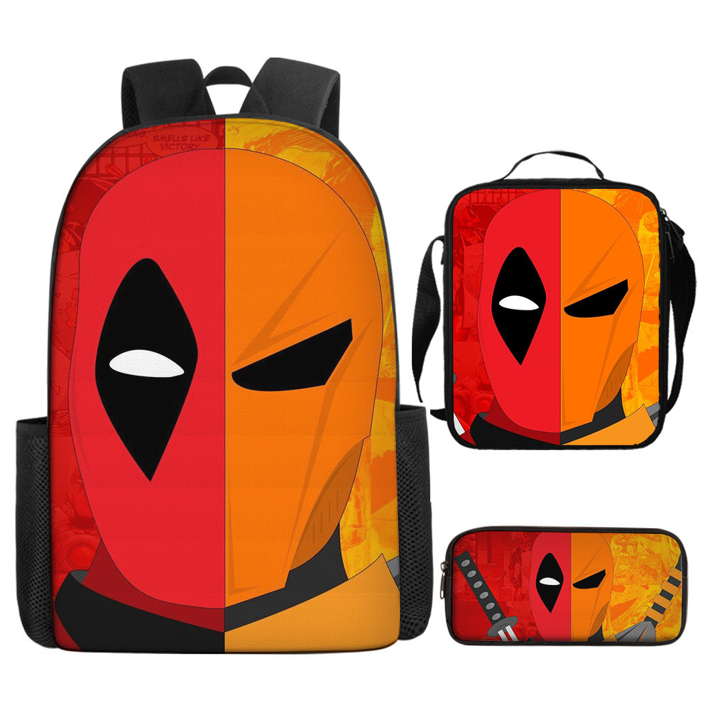 Deathstroke Full Printed Backpack Schoolbag Travel Notebook Bag Lunch Bag Pencil Bag for Kids Students 3PCS