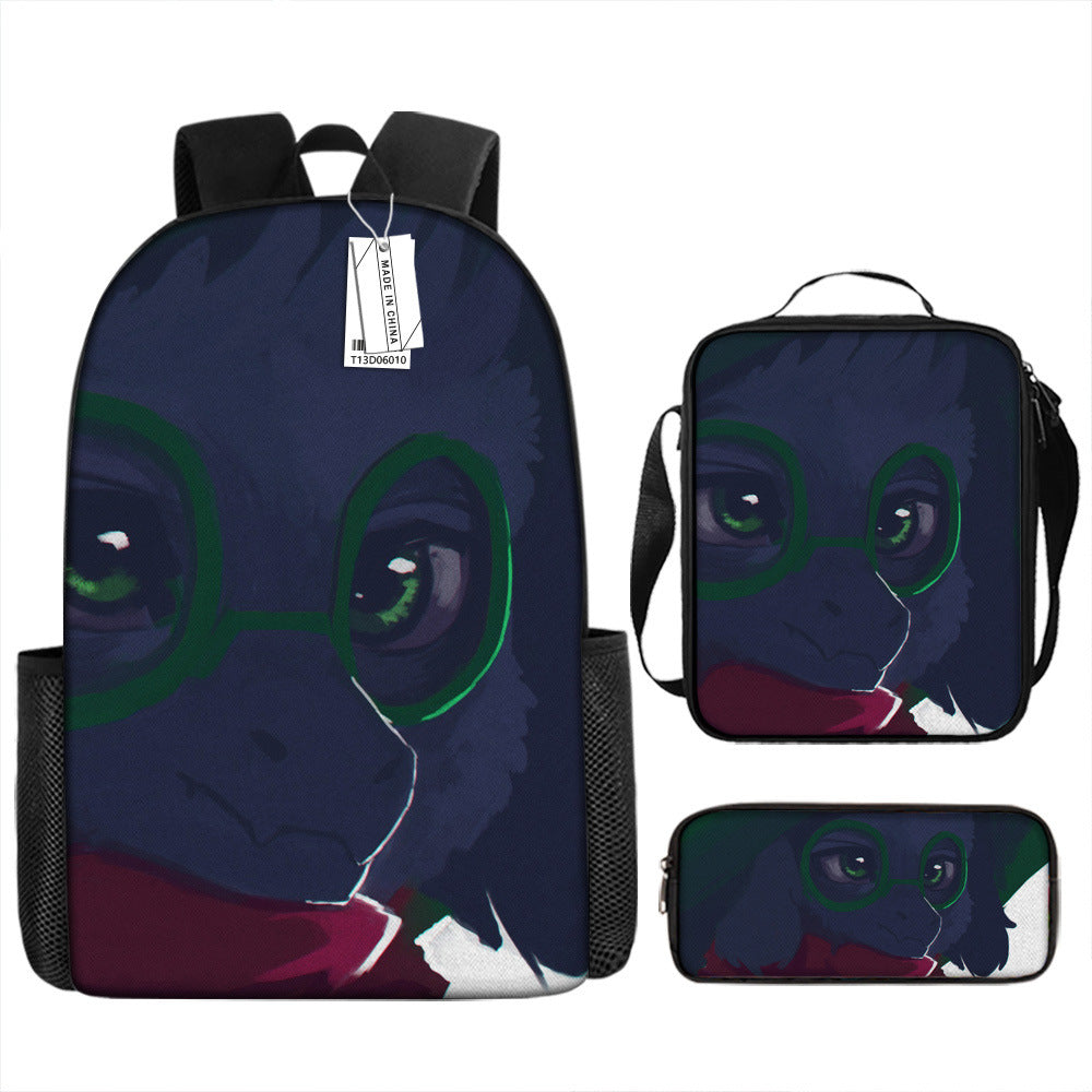 Deltarune Full Printed Backpack Schoolbag Travel Notebook Bag Lunch Bag Pencil Bag for Kids Students 3PCS