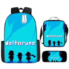 Deltarune Full Printed Backpack Schoolbag Travel Notebook Bag Lunch Bag Pencil Bag for Kids Students 3PCS