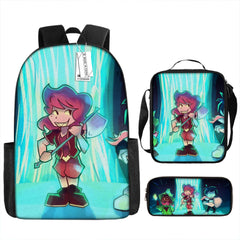 Deltarune Full Printed Backpack Schoolbag Travel Notebook Bag Lunch Bag Pencil Bag for Kids Students 3PCS