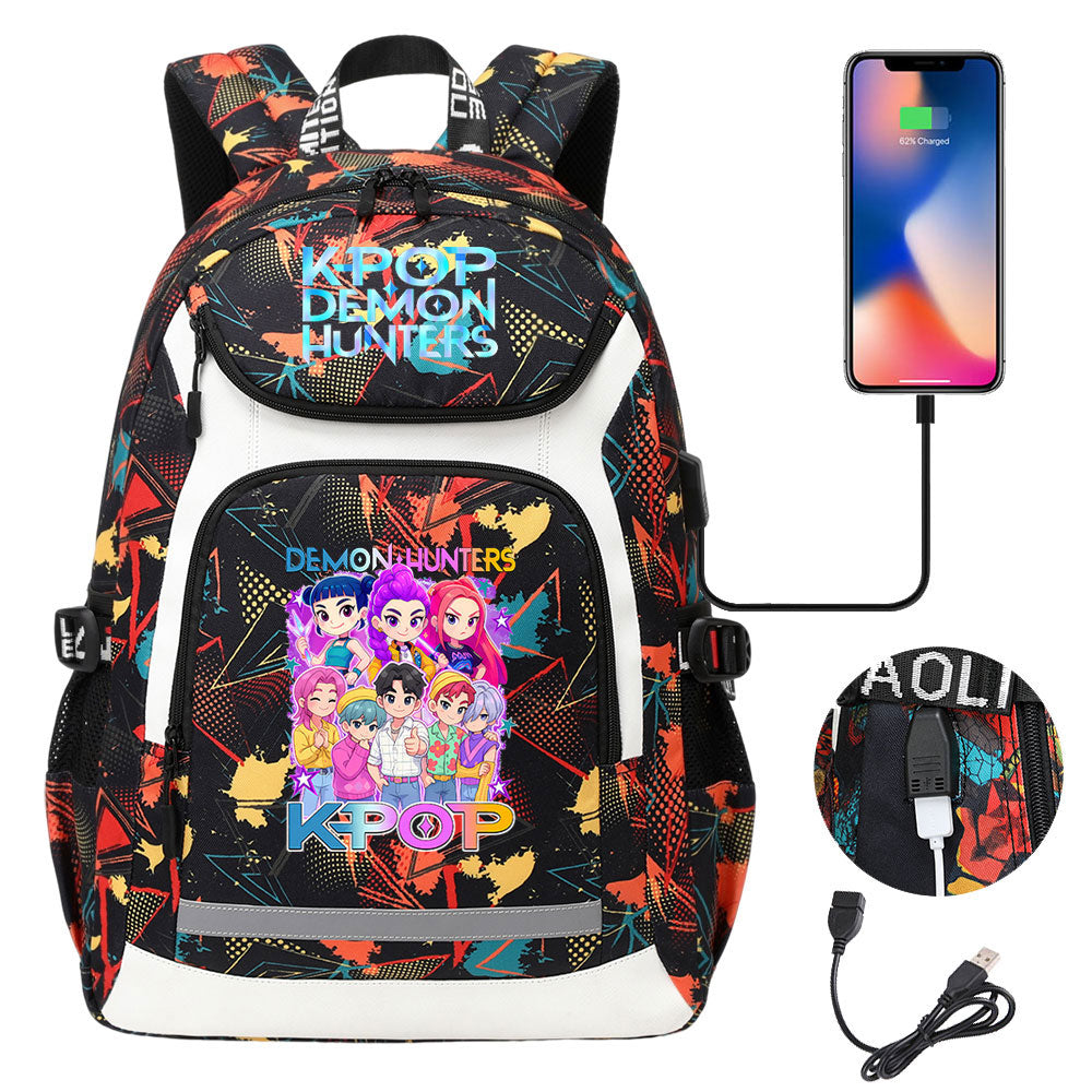 Demon Hunter USB Charging Backpack School Notebook Travel Bags