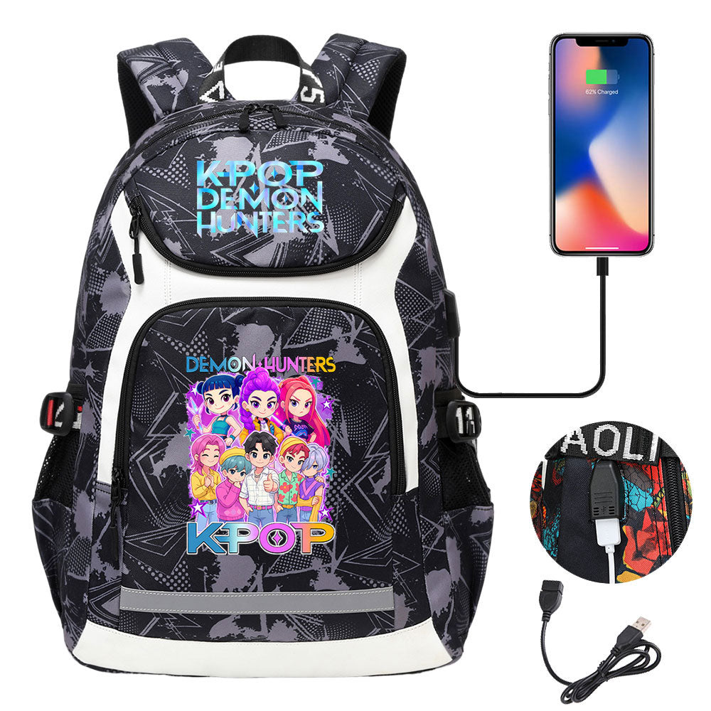 Demon Hunter USB Charging Backpack School Notebook Travel Bags