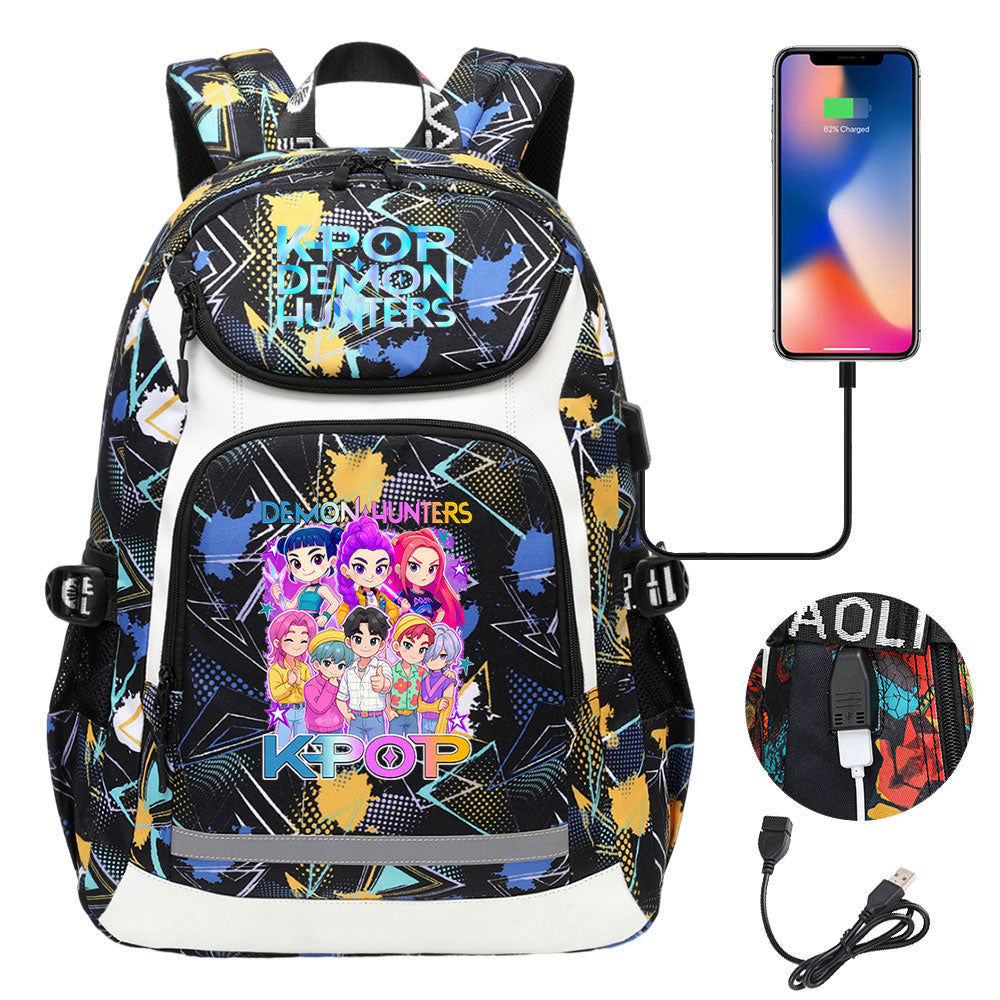 Demon Hunter USB Charging Backpack School Notebook Travel Bags