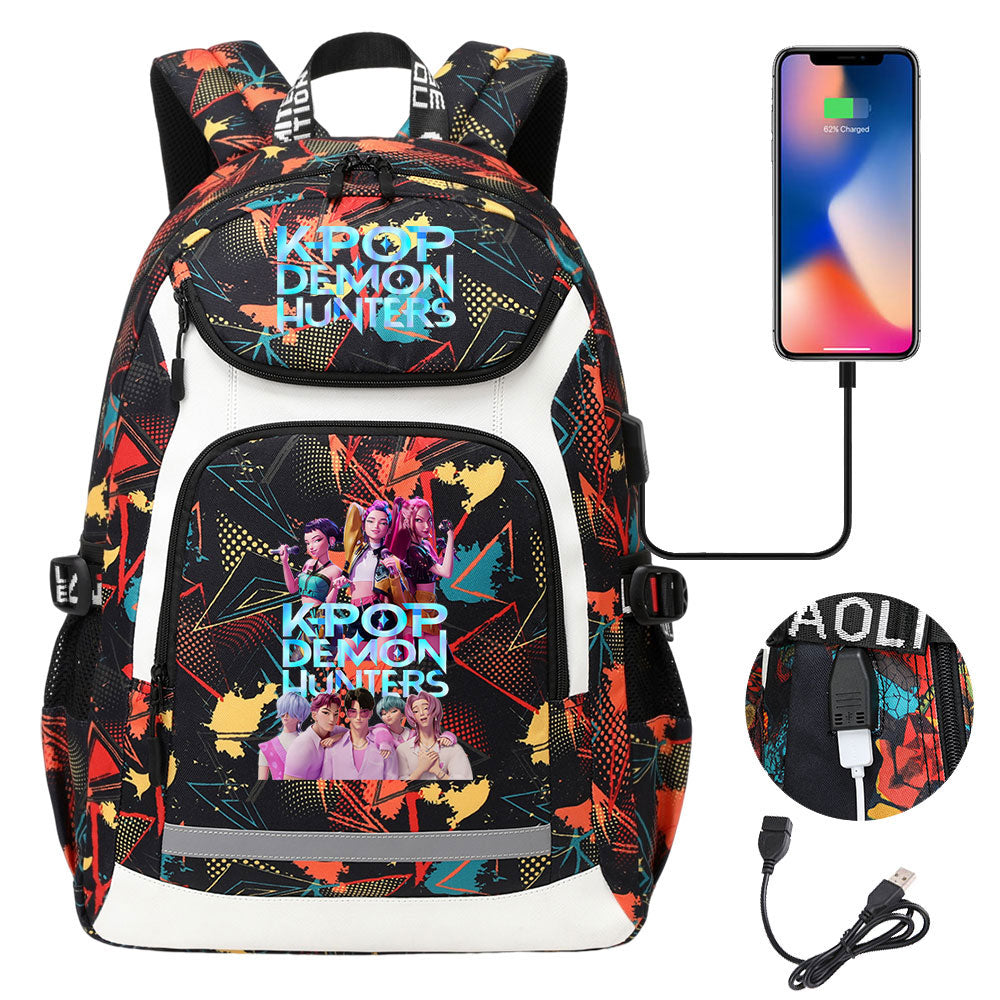 Demon Hunter USB Charging Backpack School Notebook Travel Bags