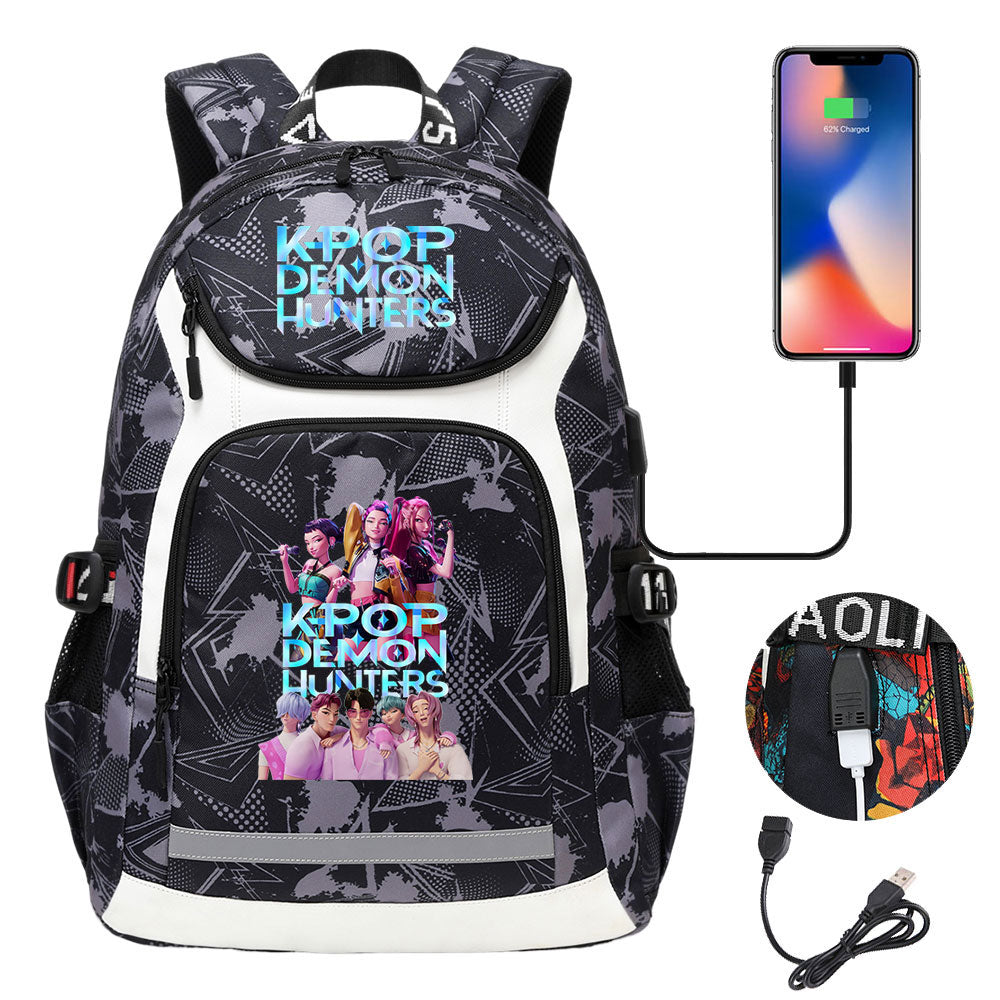 Demon Hunter USB Charging Backpack School Notebook Travel Bags