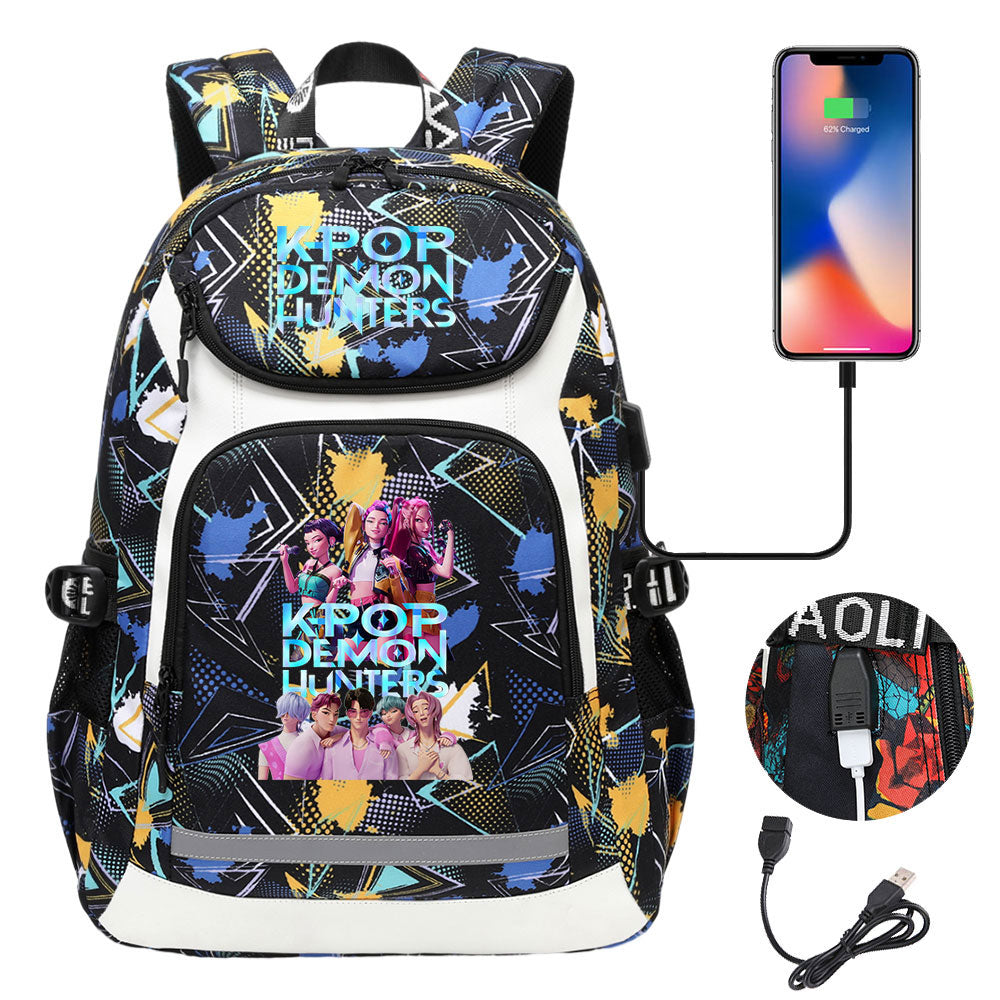 Demon Hunter USB Charging Backpack School Notebook Travel Bags