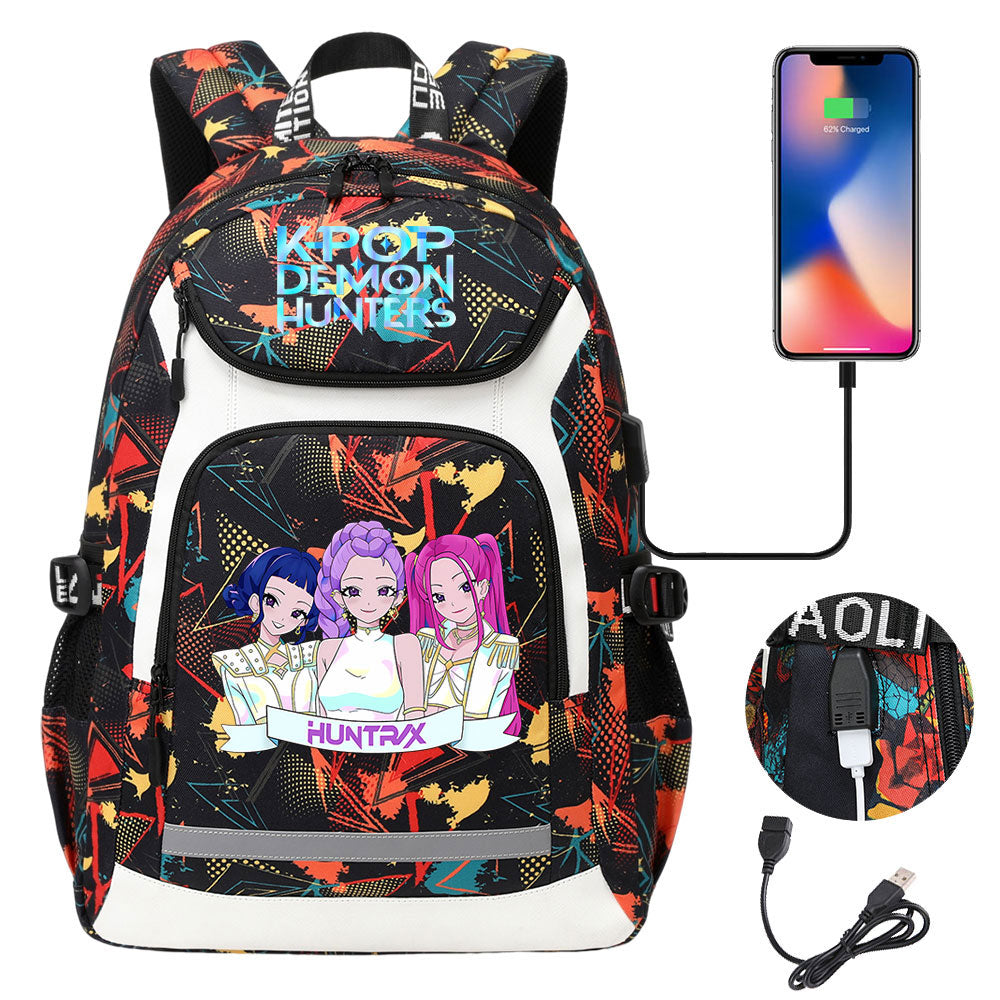 Demon Hunter USB Charging Backpack School Notebook Travel Bags