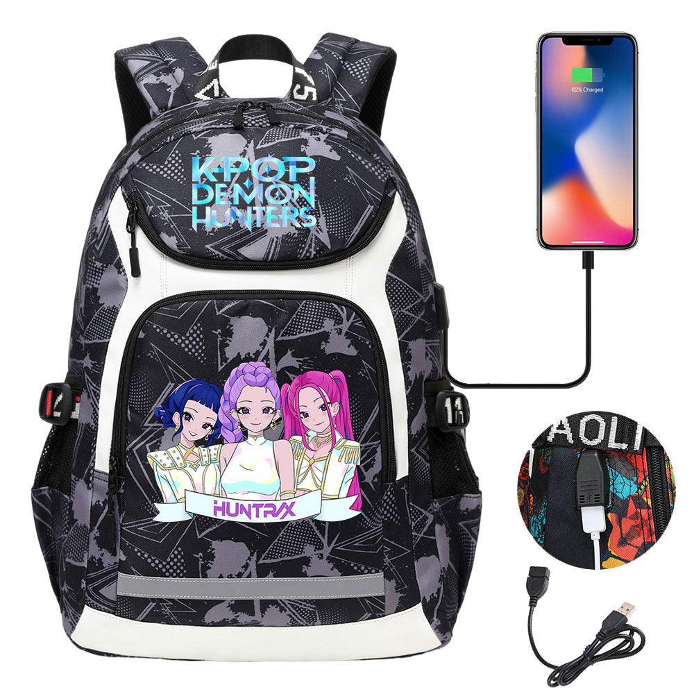 Demon Hunter USB Charging Backpack School Notebook Travel Bags