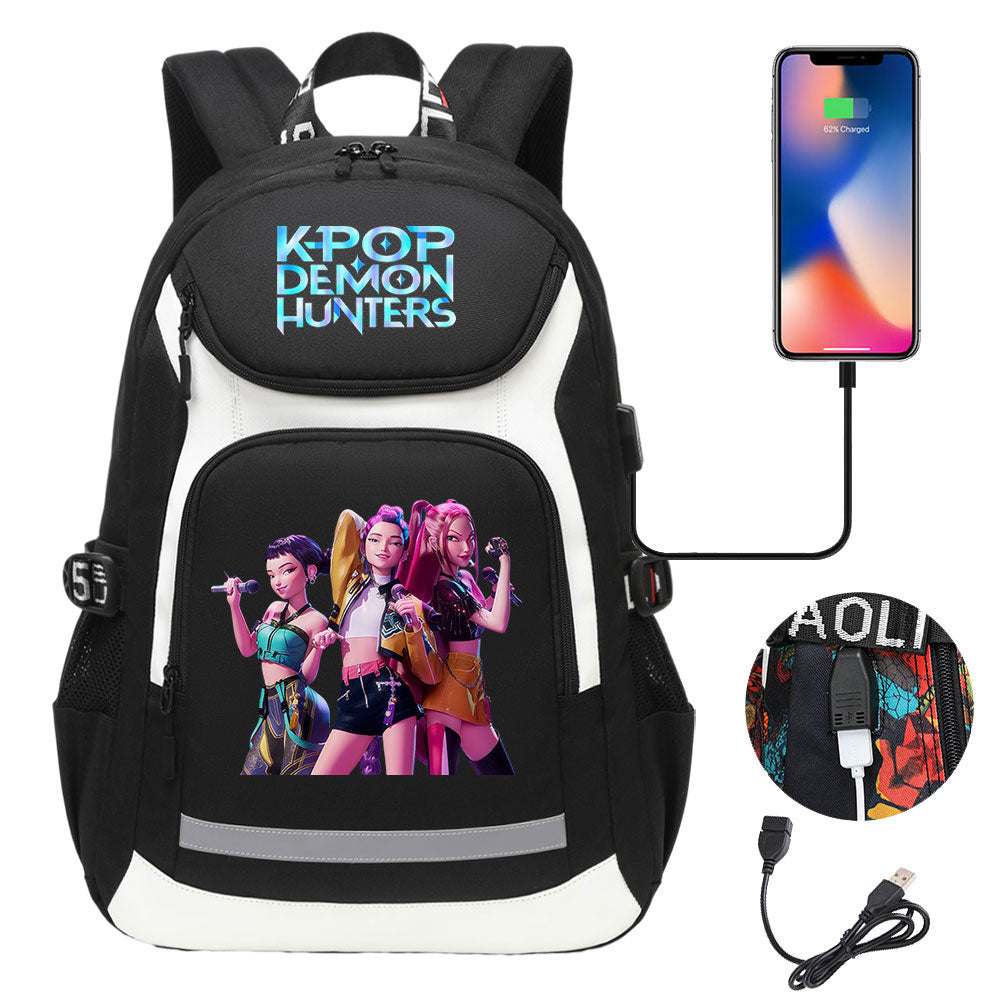 Demon Hunter USB Charging Backpack School Notebook Travel Bags