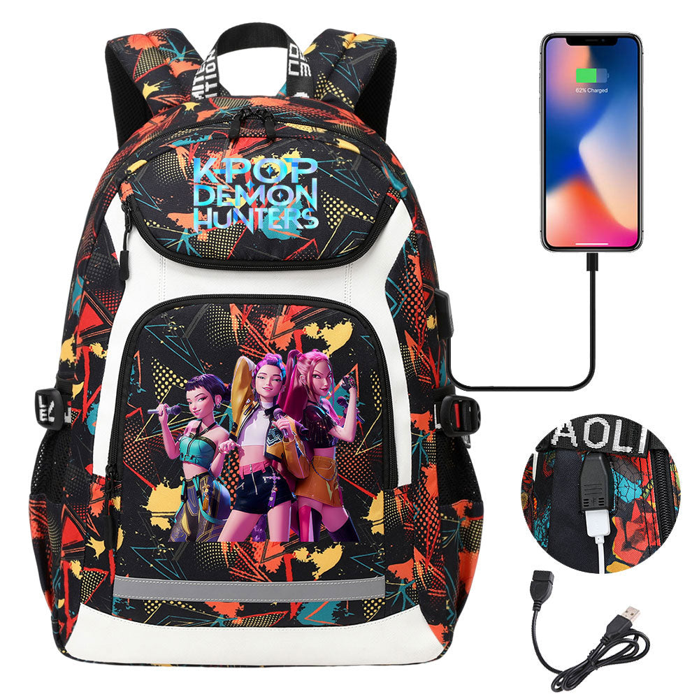 Demon Hunter USB Charging Backpack School Notebook Travel Bags