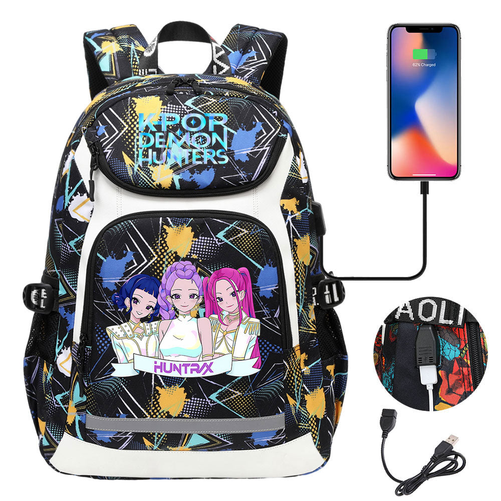 Demon Hunter USB Charging Backpack School Notebook Travel Bags