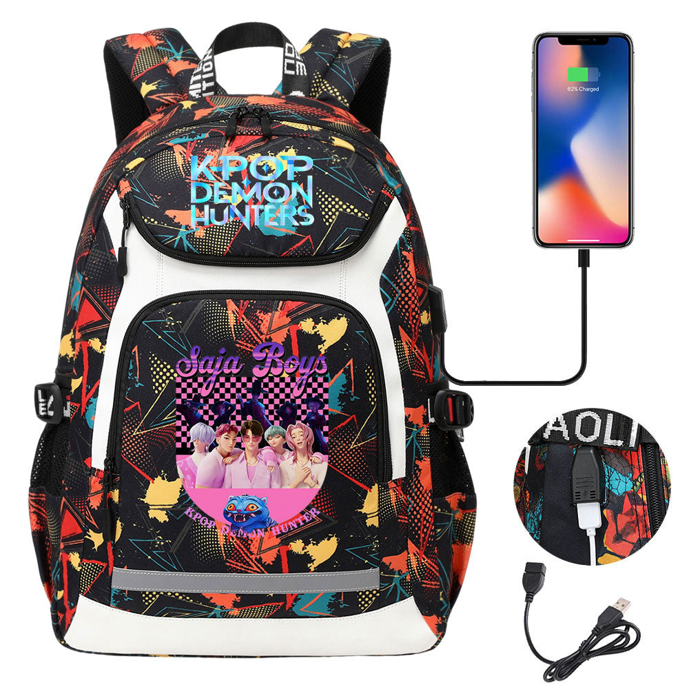 Demon Hunter USB Charging Backpack School Notebook Travel Bags