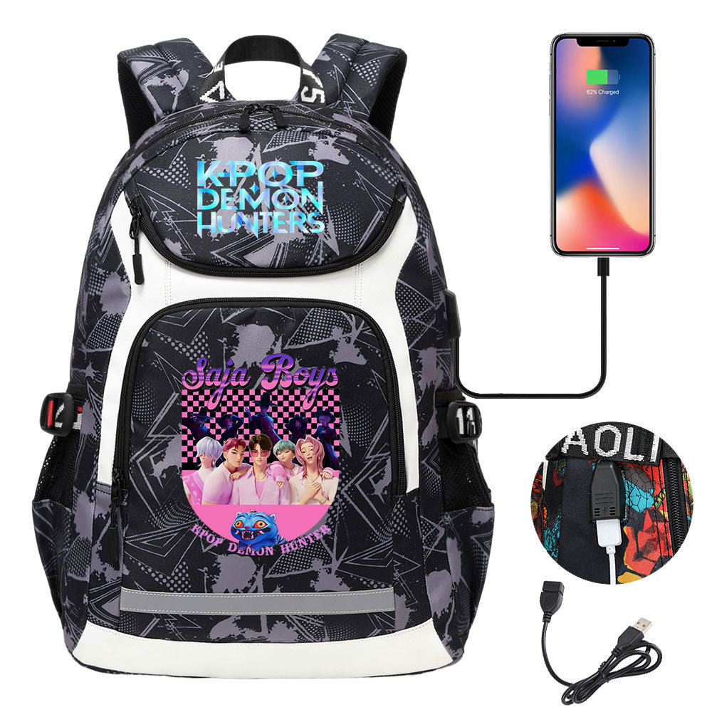 Demon Hunter USB Charging Backpack School Notebook Travel Bags