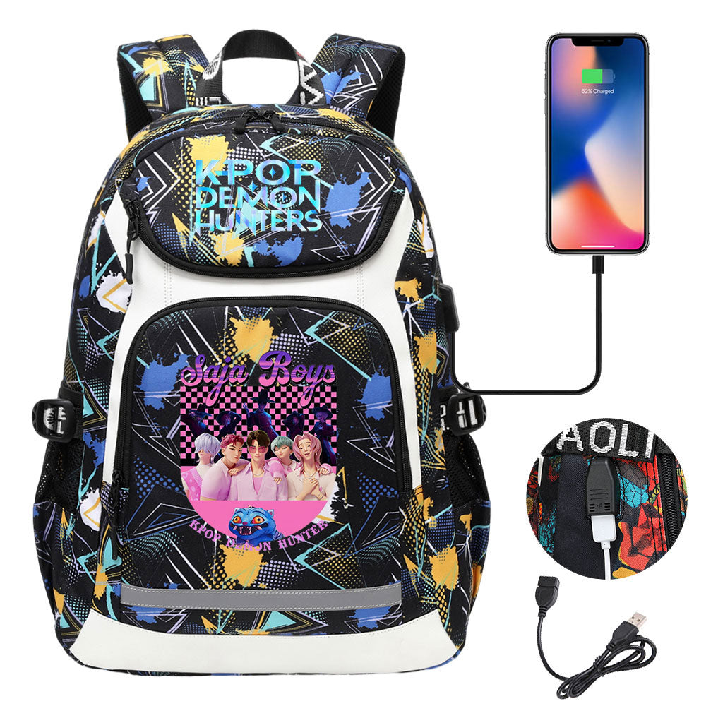 Demon Hunter USB Charging Backpack School Notebook Travel Bags