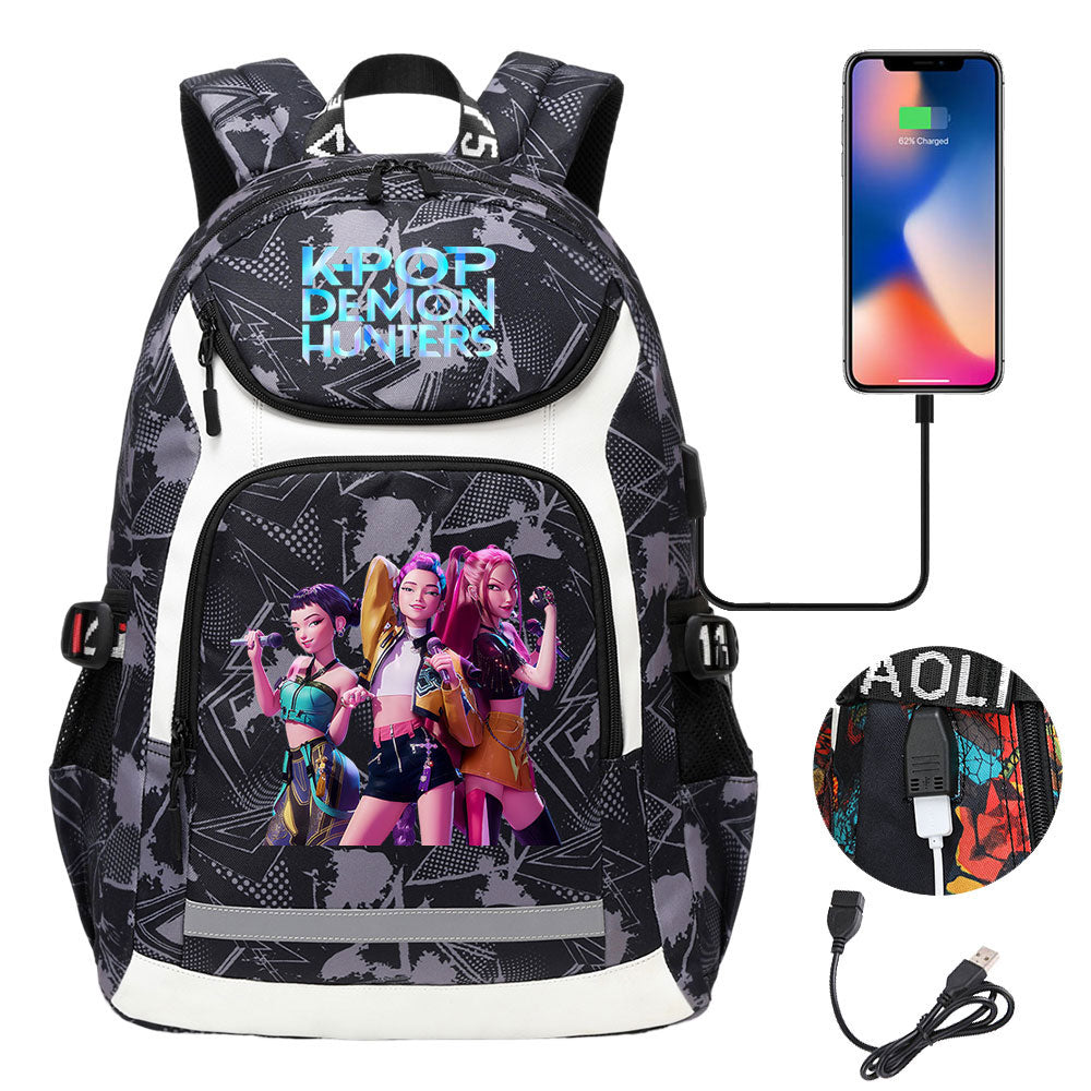 Demon Hunter USB Charging Backpack School Notebook Travel Bags