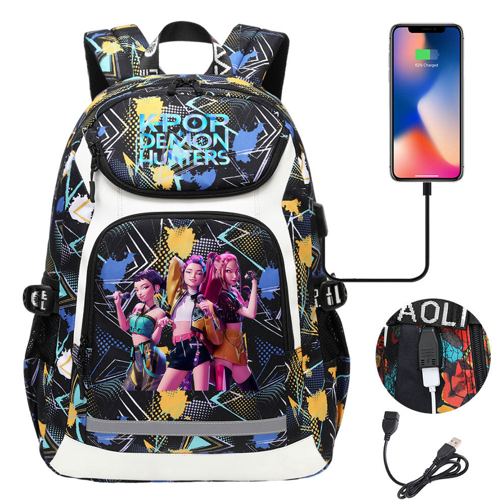 Demon Hunter USB Charging Backpack School Notebook Travel Bags