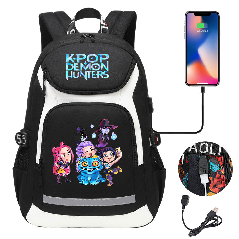 Demon Hunter USB Charging Backpack School Notebook Travel Bags