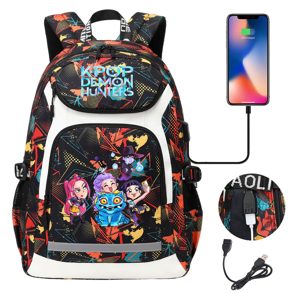 Demon Hunter USB Charging Backpack School Notebook Travel Bags