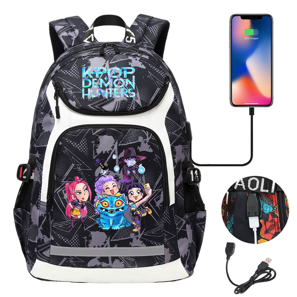 Demon Hunter USB Charging Backpack School Notebook Travel Bags