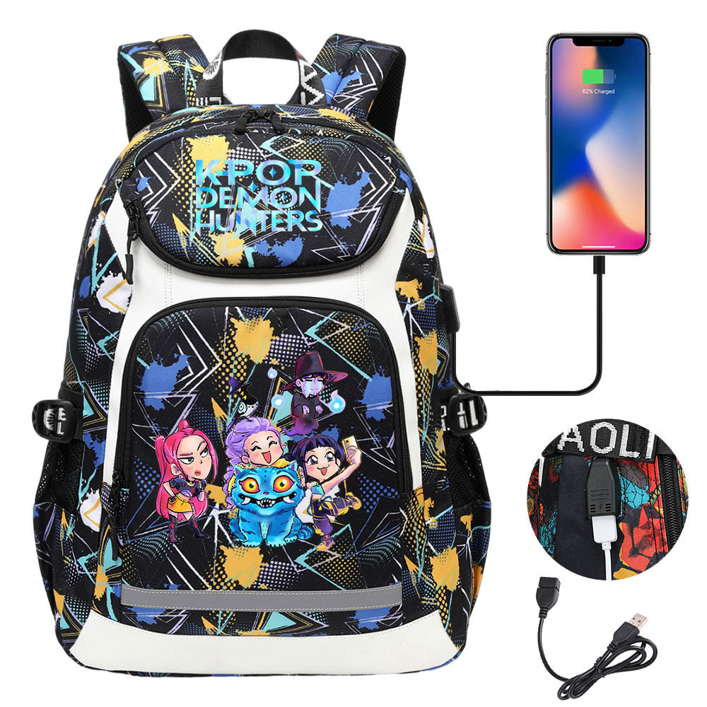 Demon Hunter USB Charging Backpack School Notebook Travel Bags