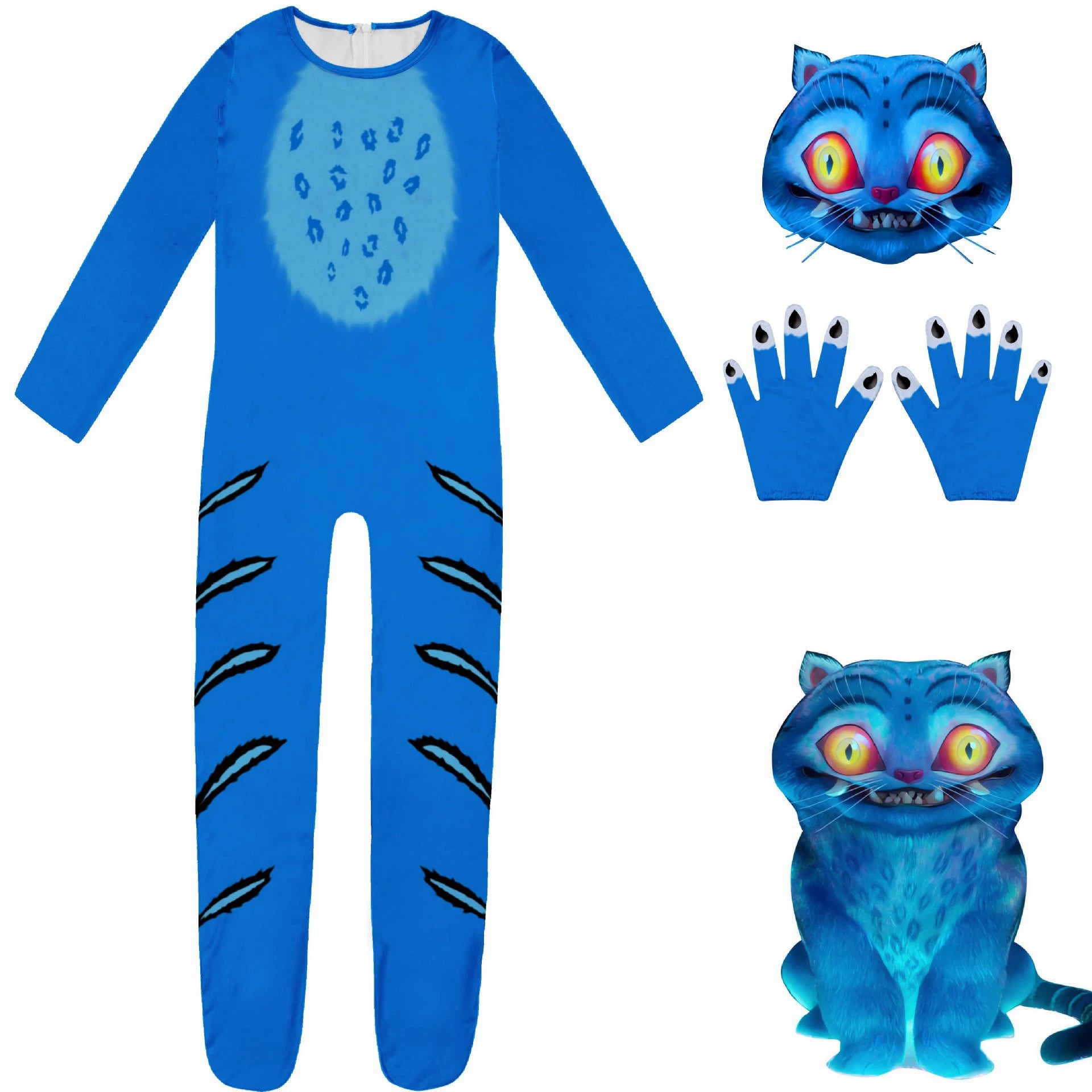 Demon Hunters Sequel Tiger Cosplay Costume with Mask Boys Girls Bodysuit Halloween Fancy Jumpsuits