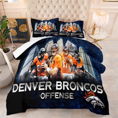 Denver Rugby Football Broncos Comforter Pillowcases 3PC Sets Blanket All Season Reversible Quilted Duvet