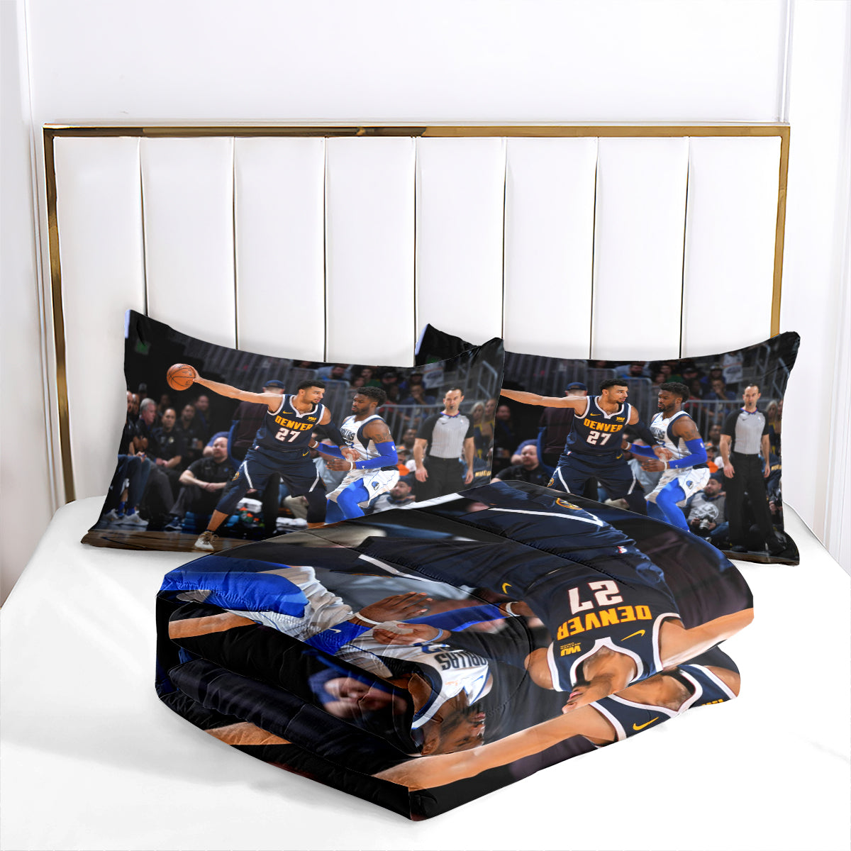 Denver Basketball Nuggets Comforter Pillowcases 3PC Sets Blanket All Season Reversible Quilted Duvet