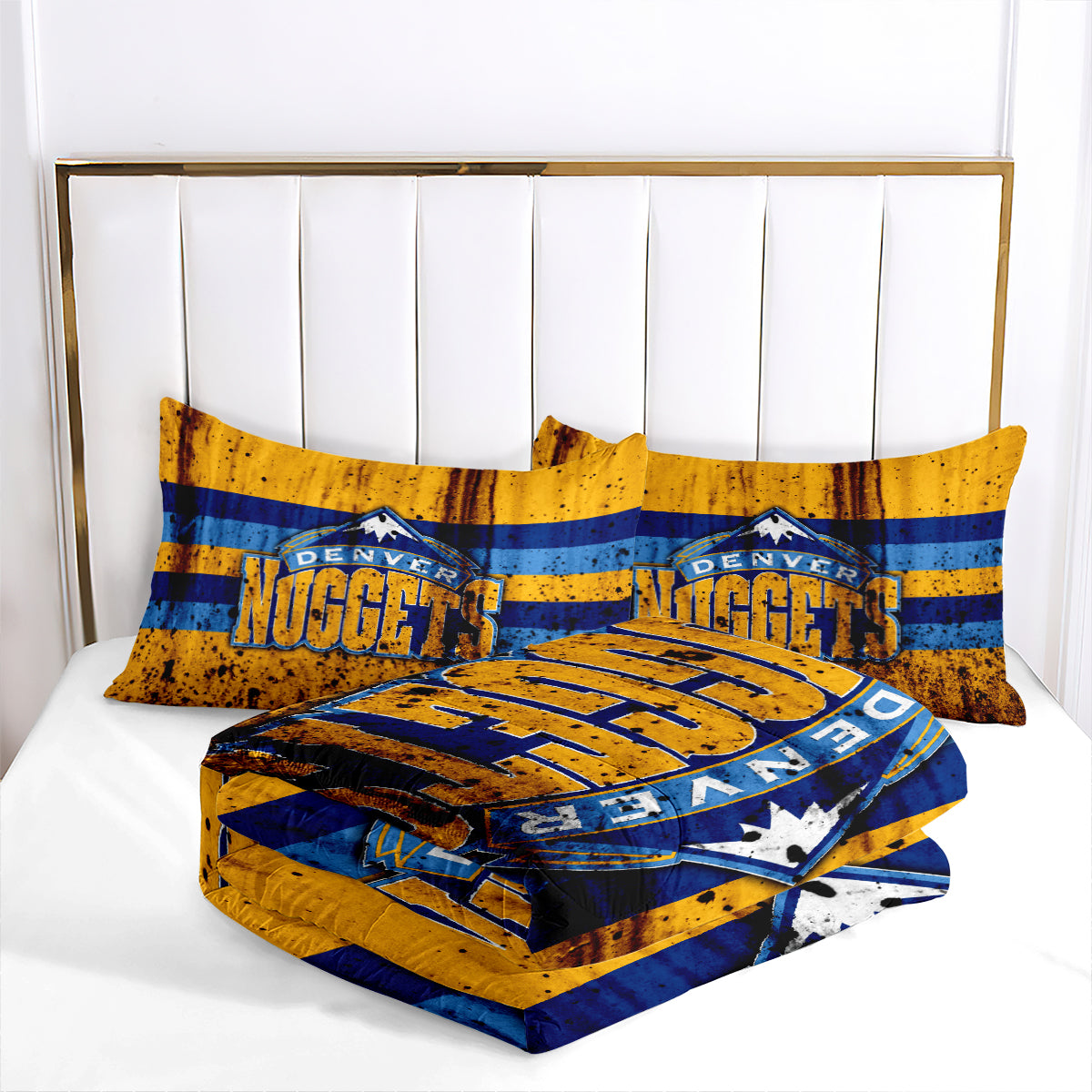 Denver Basketball Nuggets Comforter Pillowcases 3PC Sets Blanket All Season Reversible Quilted Duvet