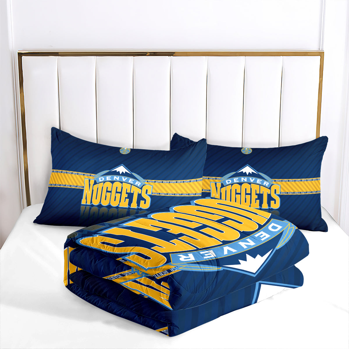 Denver Basketball Nuggets Comforter Pillowcases 3PC Sets Blanket All Season Reversible Quilted Duvet