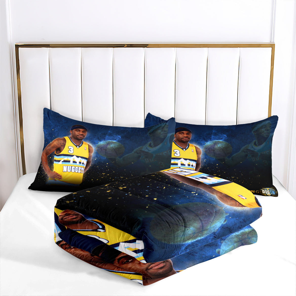 Denver Basketball Nuggets Comforter Pillowcases 3PC Sets Blanket All Season Reversible Quilted Duvet