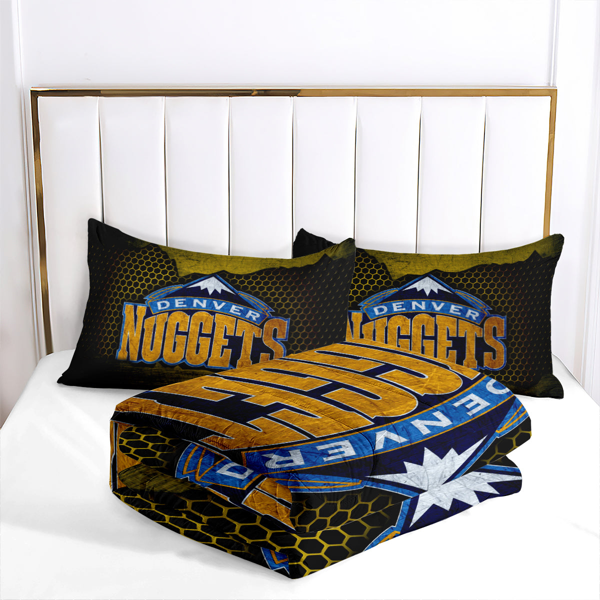 Denver Basketball Nuggets Comforter Pillowcases 3PC Sets Blanket All Season Reversible Quilted Duvet