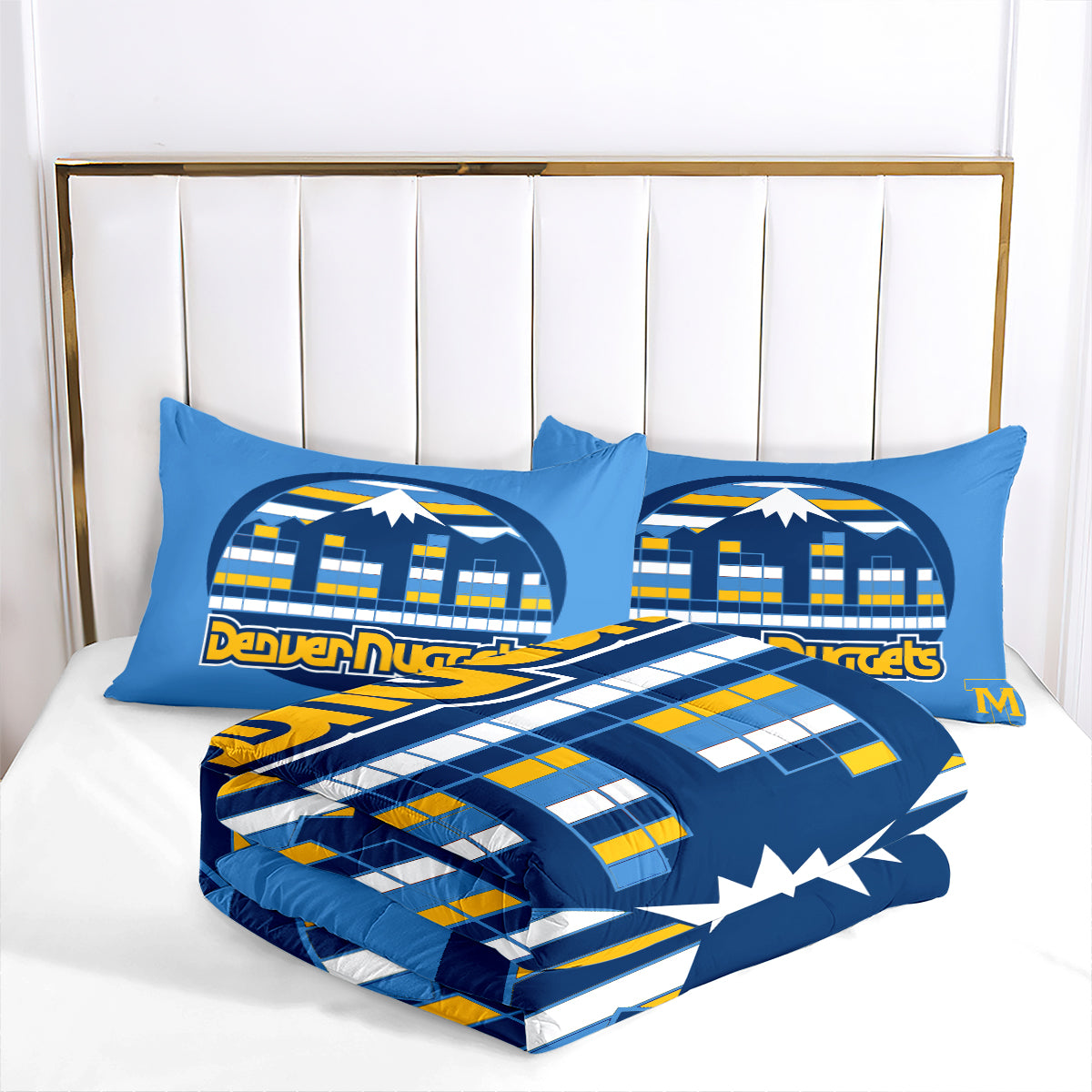 Denver Basketball Nuggets Comforter Pillowcases 3PC Sets Blanket All Season Reversible Quilted Duvet