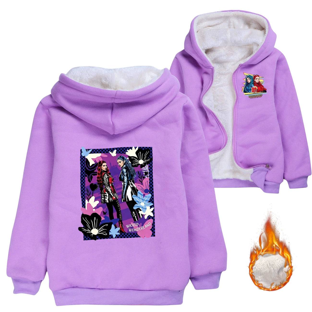 Descendants Sherpa Lined Hoodie Fleece Sweatshirt Full Zip Hooded Jacket for Kids
