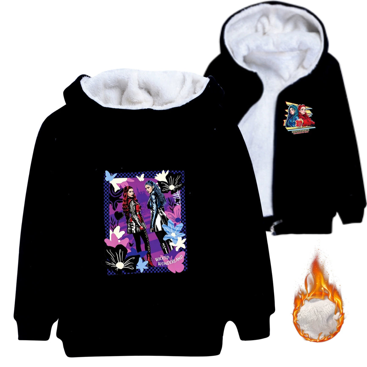 Descendants Sherpa Lined Hoodie Fleece Sweatshirt Full Zip Hooded Jacket for Kids