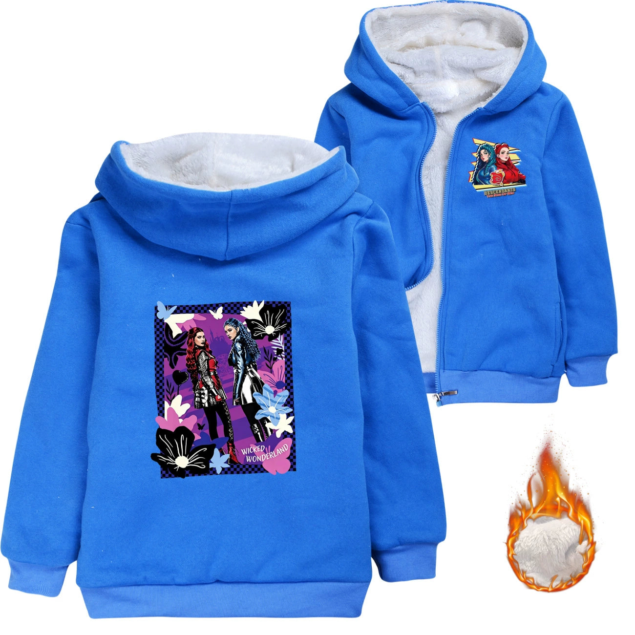 Descendants Sherpa Lined Hoodie Fleece Sweatshirt Full Zip Hooded Jacket for Kids