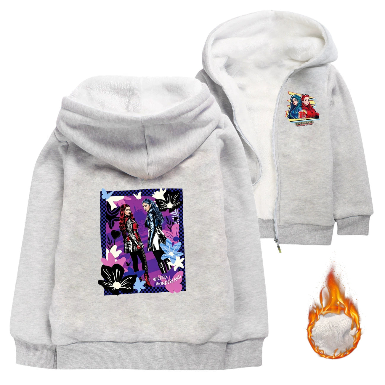 Descendants Sherpa Lined Hoodie Fleece Sweatshirt Full Zip Hooded Jacket for Kids