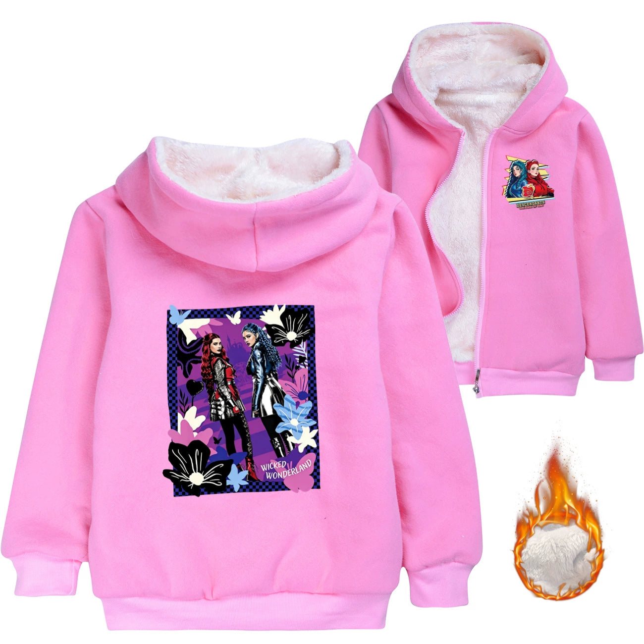 Descendants Sherpa Lined Hoodie Fleece Sweatshirt Full Zip Hooded Jacket for Kids