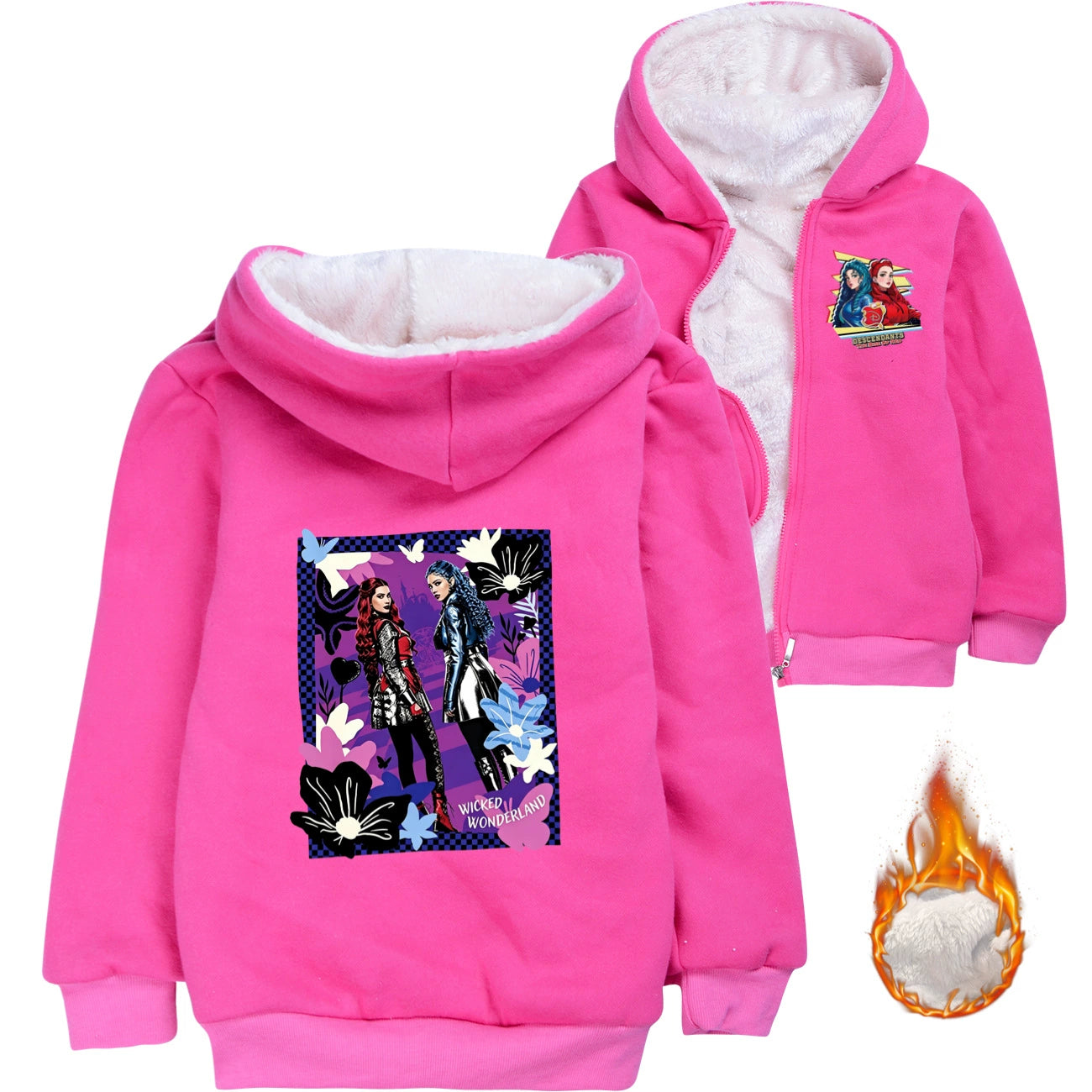 Descendants Sherpa Lined Hoodie Fleece Sweatshirt Full Zip Hooded Jacket for Kids