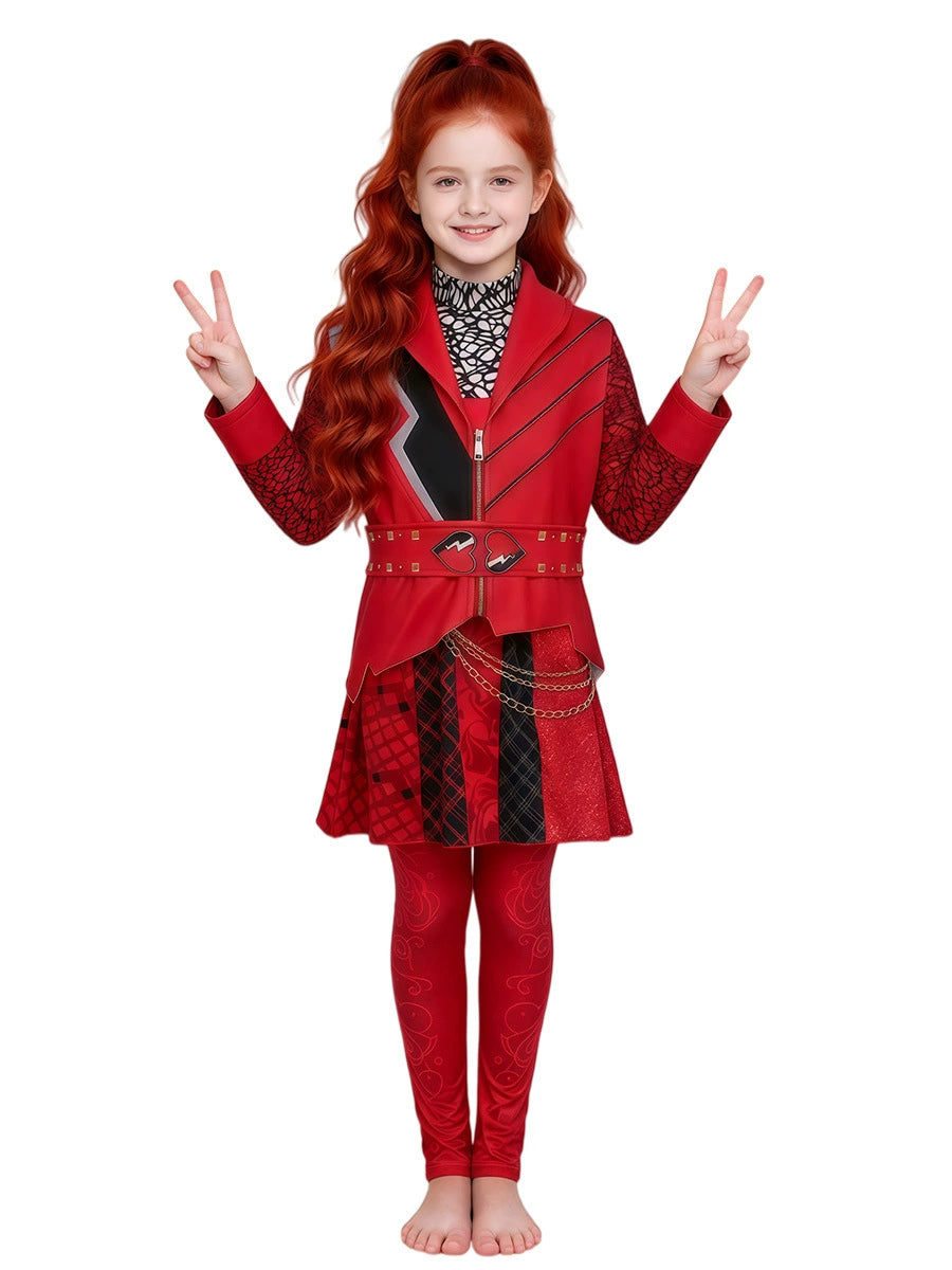 Descendants Wicked Wonderland Red Queen Cosplay Costume Halloween Full Suit