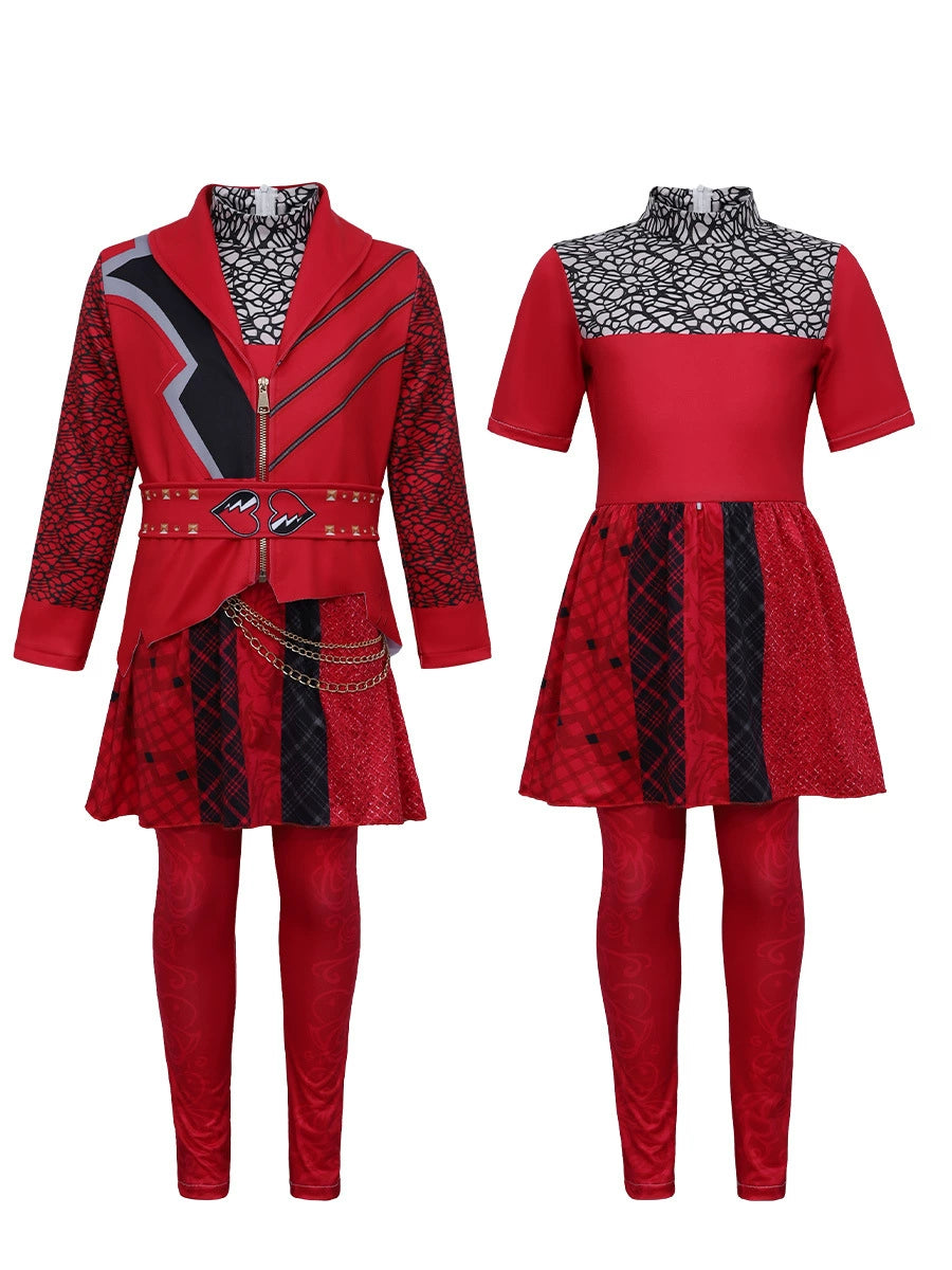 Descendants Wicked Wonderland Red Queen Cosplay Costume Halloween Full Suit