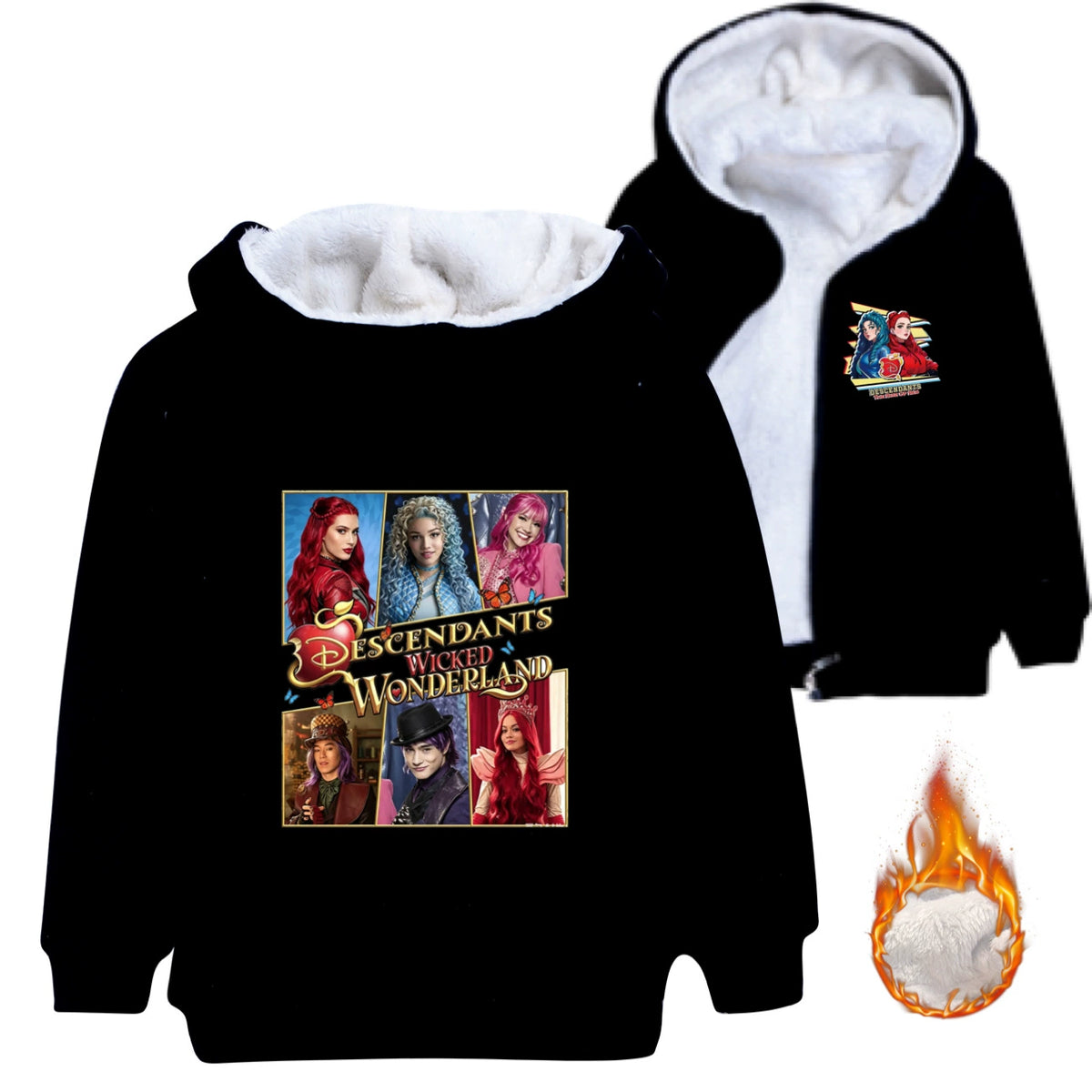 Descendants Wicked Wonderland Sherpa Lined Hoodie Fleece Sweatshirt Full Zip Hooded Jacket for Kids