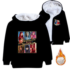 Descendants Wicked Wonderland Sherpa Lined Hoodie Fleece Sweatshirt Full Zip Hooded Jacket for Kids