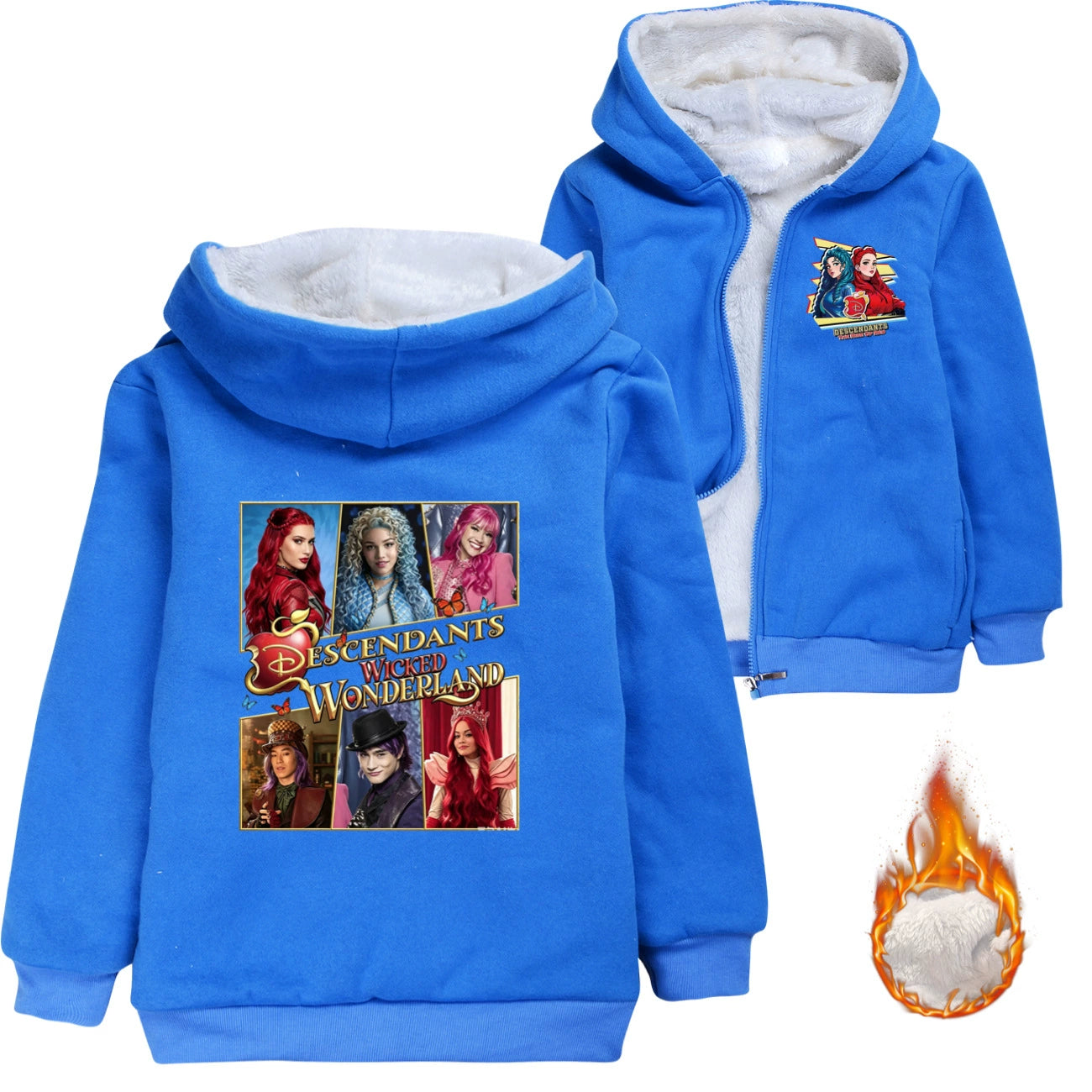 Descendants Wicked Wonderland Sherpa Lined Hoodie Fleece Sweatshirt Full Zip Hooded Jacket for Kids